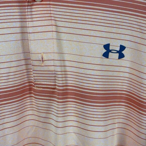 Under Armour The Playoff Polo Shirt Men’s Size XLarge Orange Stripes Casual - Picture 4 of 10